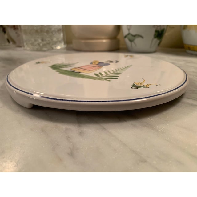 Vintage French Faience Trivet Breton Woman For Sale In Palm Springs - Image 6 of 9