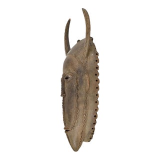 Early 20th Century Senufo Kpelie Mask with Horns Cote D'Ivoire For Sale