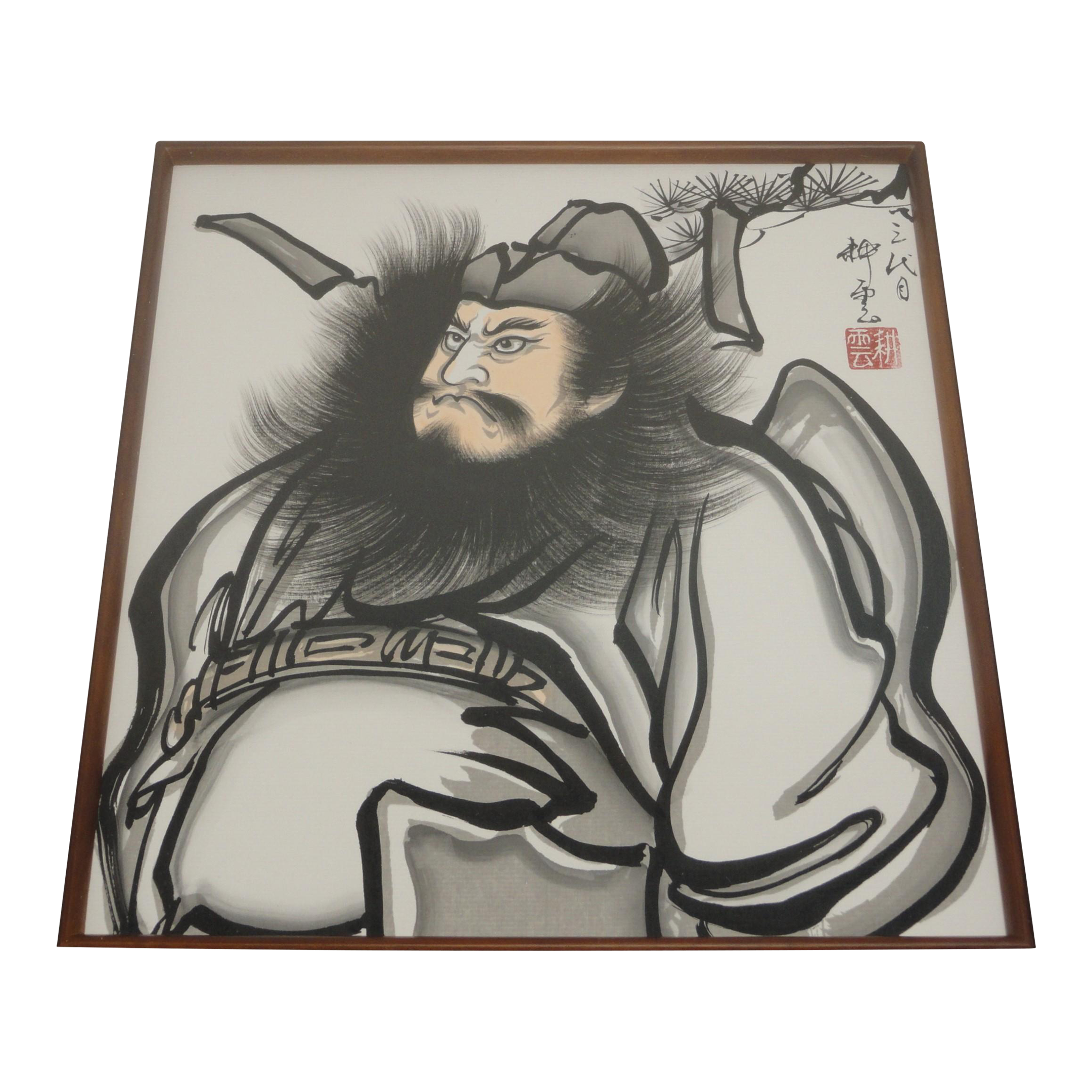 1960s Japanese Painting Warrior Musha-E by Hideo Koun Ohata