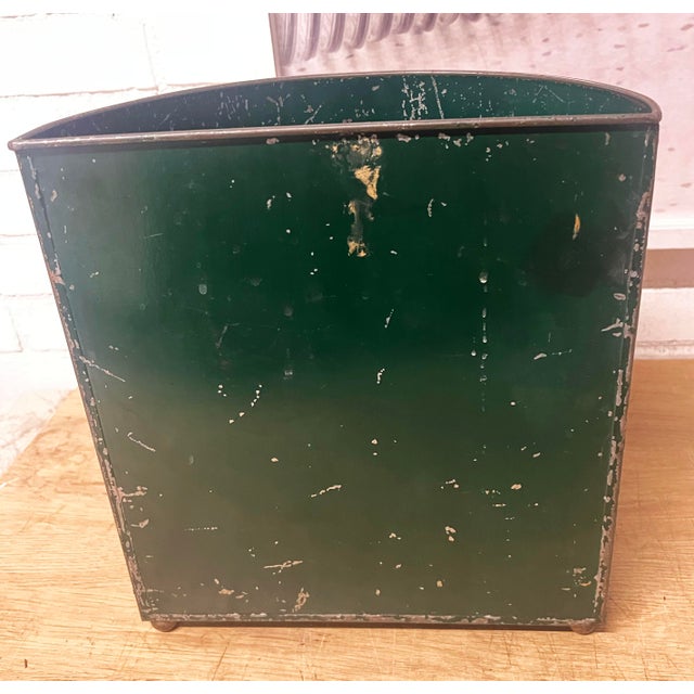 Metal Mid-20th Century Chinoiserie Tole Waste Bin W/Decoupage Decor For Sale - Image 7 of 10