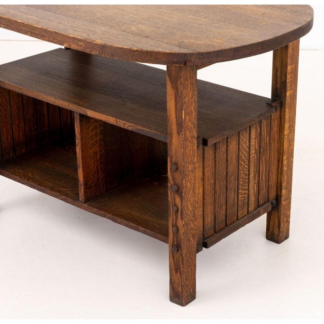 Early 20th Century Arts & Crafts Oak Two-Tier Oval Occasional Table For Sale - Image 5 of 7