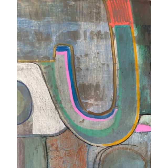 Small Abstract Geometric in Green, Acrylic on Board For Sale - Image 11 of 12