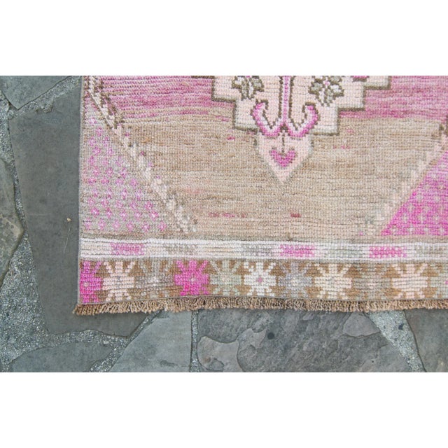 Textile 1980s Vintage Kurdish Pastel Medallion Wool Pile Hand-Knotted Runner For Sale - Image 7 of 11