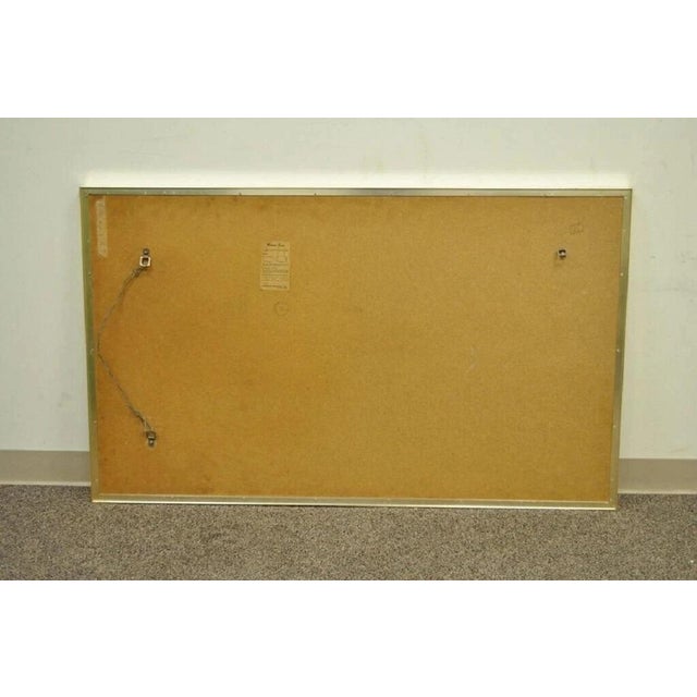 Brass Vintage Mid Century Modern Paul McCobb Style Brass Tone Beveled Glass Mirror For Sale - Image 8 of 10