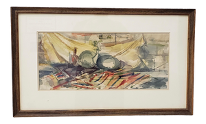 Victor Ing Mid Century Modern Abstract Still Life Watercolor C.1954