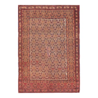 1880s Ivory Tribal Geometric Antique Knotted Pile Wool Afshar Persian Rug 4'0" X 6'0" Carpet For Sale