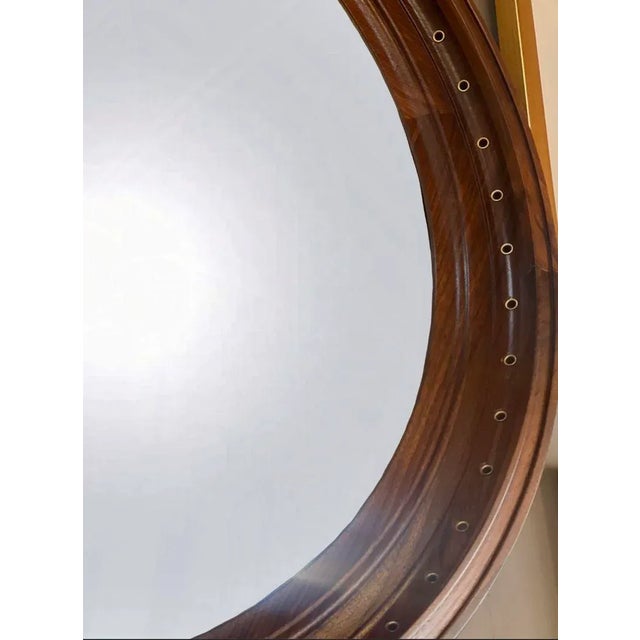 American Vintage Walnut Convex Mirror. Usa, C. 1980's For Sale - Image 3 of 4