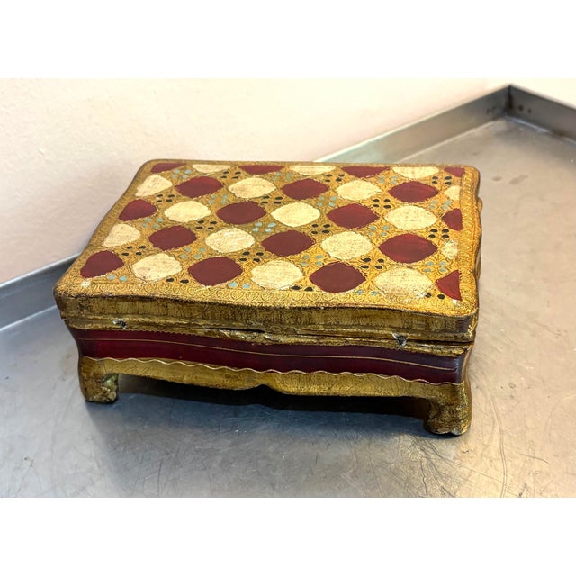 Florentine Florentine Gilt Jewelry Box W/ Velvet Lining For Sale - Image 4 of 4