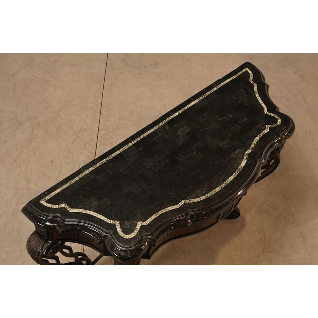 Traditional Maitland Smith Greek Key Console Table With Tessellated Marble Top For Sale - Image 3 of 18