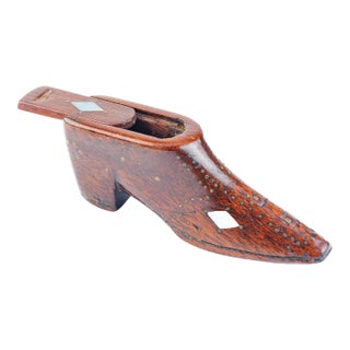 Antique Early 19th Century Treen Snuff Box in Form of Shoe For Sale