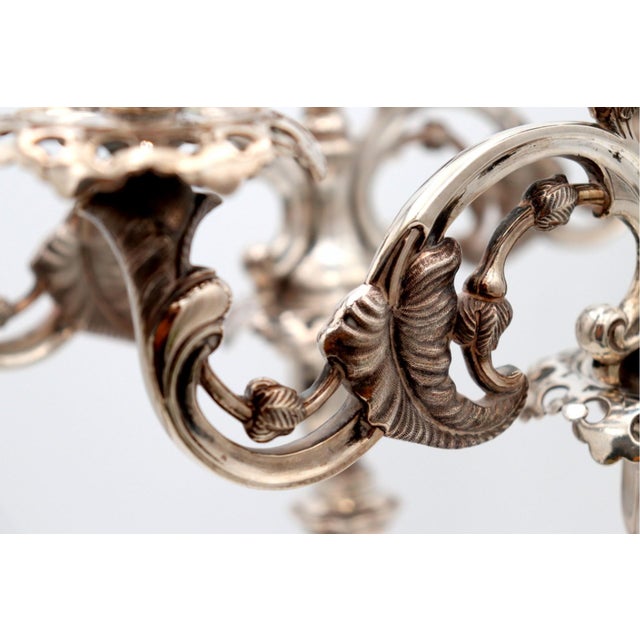 Silver 3-Light Candelabras with Cut-Out Sconces, Set of 2 For Sale - Image 4 of 8