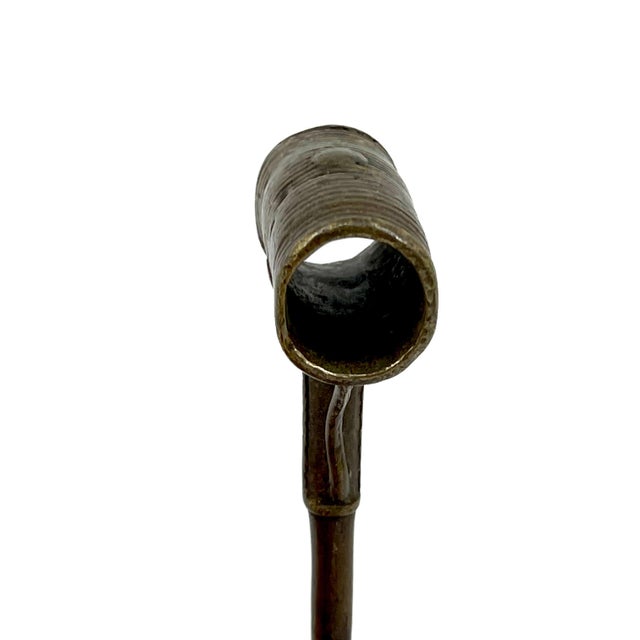 African Early 20th Century Tiv Metal Snuff Pipe Nigeria For Sale - Image 3 of 6