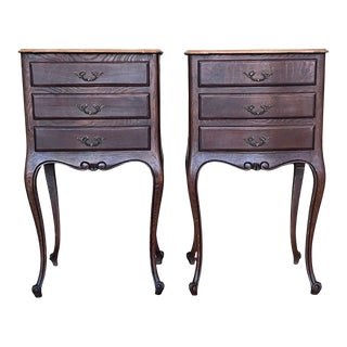 Antique Louis XV French Darkness Oak Nightstands, Set of 2 For Sale