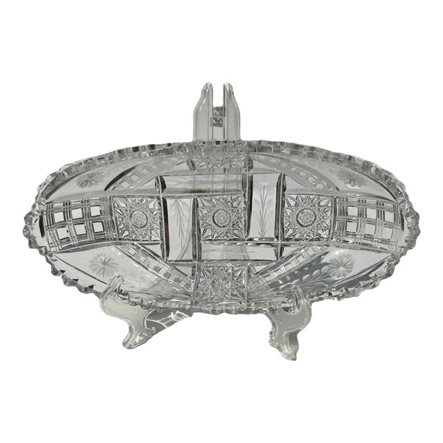 Early 20th Century American Brilliant Period Cut Crystal Celery Boat For Sale