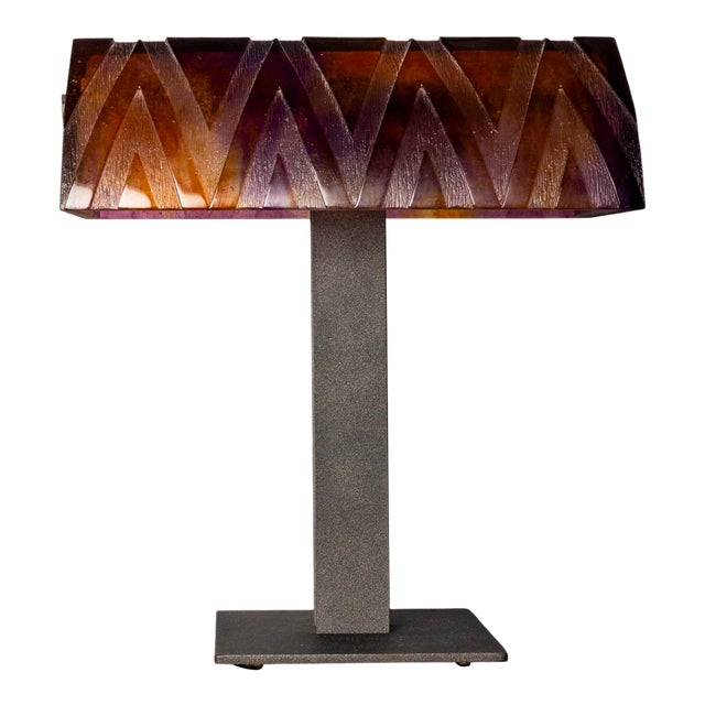 Mid 20th Century Daum Purple & Orange Lamp For Sale