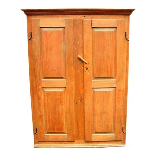 18th Century Pine Storage Cupboard With Rattail Hinges For Sale