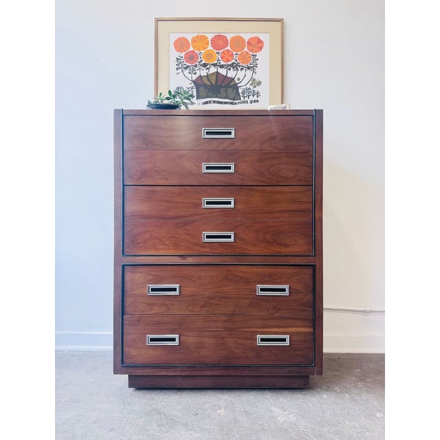Here is the matching tall dresser by American of Martinsville, crafted in beautiful walnut with clean lines and sleek...