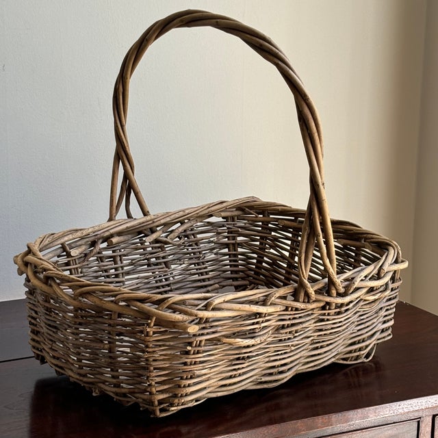 Farmhouse French Country-Style Vintage Twig Basket For Sale - Image 3 of 12