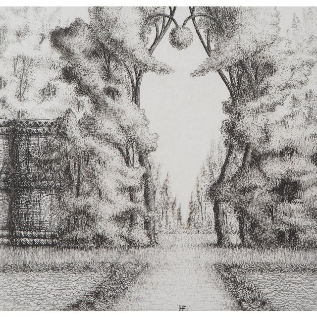 Contemporary François Houtin, West Entrance of the Garden of Earthly Delights, 1979, Original Etching For Sale - Image 3 of 6