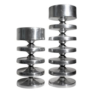Aluminum Rimmed Stands, 1980, Set of 2 For Sale