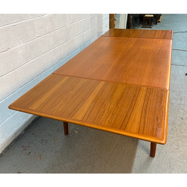 Goldenrod Mid-Century Danish Teak Extendable Draw-Leaf Dining Table For Sale - Image 8 of 9