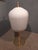 Mid-Century Modern Satin Brass & Large Ribbed Milky Glass Floor Lamp For Sale - Image 3 of 17