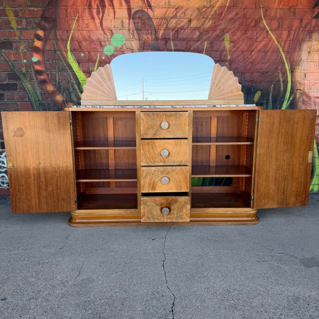 Art Deco Marble Top Server With Mirror For Sale In Cleveland - Image 6 of 12