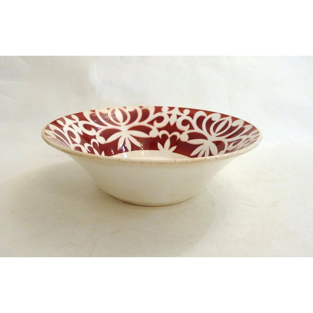 Salad Bowl with Stylized Floral Stencil Decoration by Digoin Sarreguemines, 1950s For Sale - Image 12 of 12