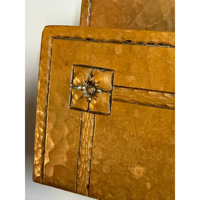 Copper Roycroft American Arts and Crafts Hammered Copper Letter Holder, Roycroft Rose For Sale - Image 8 of 11