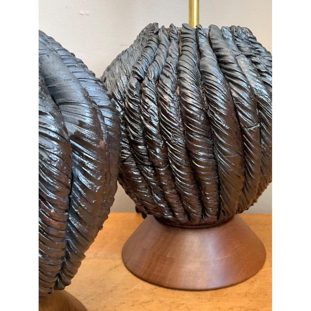 Vintage Custom Kass O’Brien Slab Built Ceramic Lamps - A Pair For Sale In West Palm - Image 6 of 13