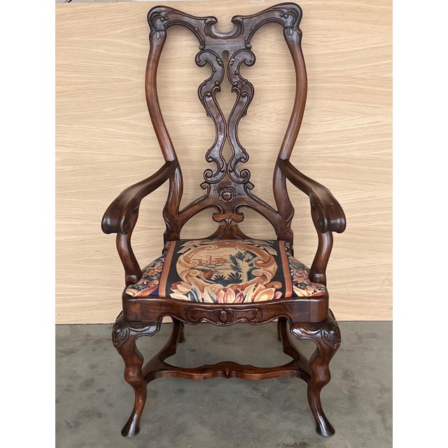 Pair of Gothic Chippendale Dining Armchairs in Solid Mahogany , 1890 For Sale - Image 16 of 18