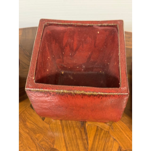 Ceramic Glazed Ceramic Lidded Canisters, Set of Two For Sale - Image 7 of 12