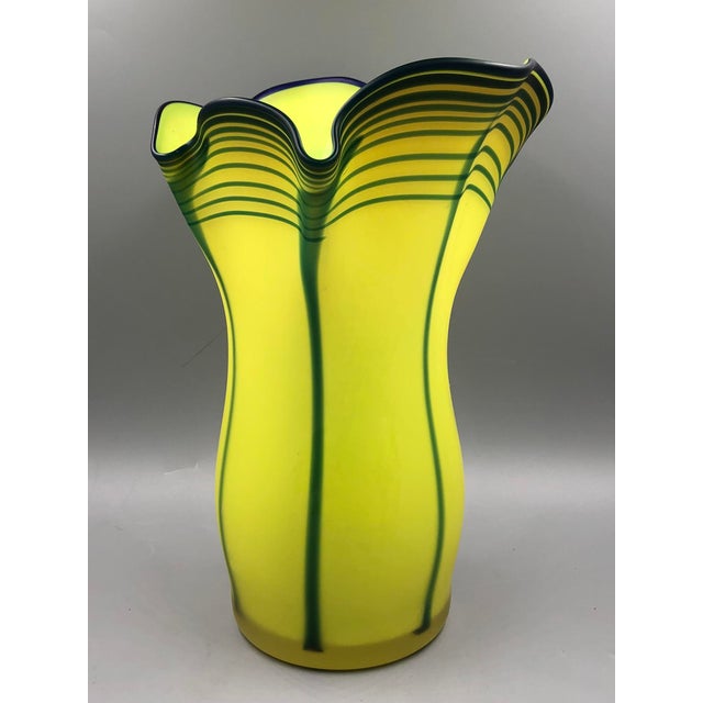 Mid-Century Modern Large Ginko Handkerchief Glass Vase from Eisch, Germany, 31 cm, Handblown & Signed For Sale - Image 3 of 18