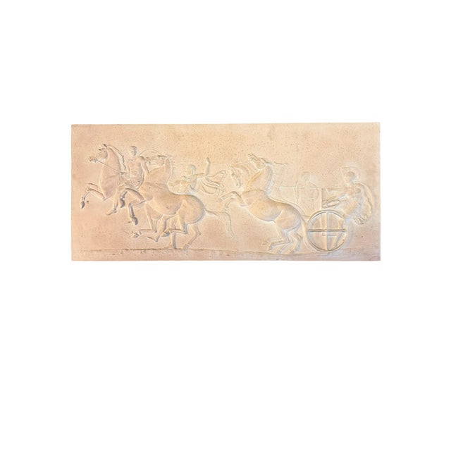 Greek Plaster Frieze with Chariot Driver and Horses Competing in Aphobates Contest, Athens, 1960s For Sale - Image 5 of 13
