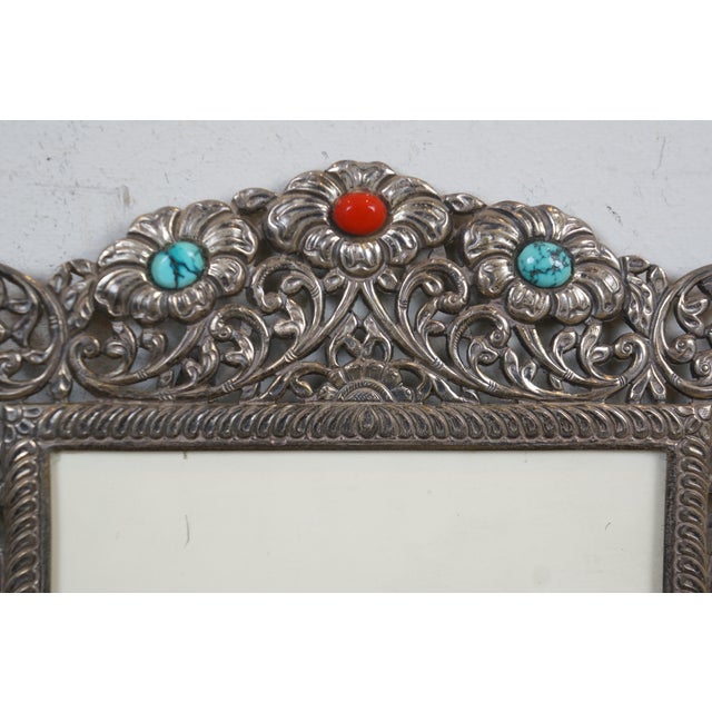 Vintage .925 Sterling Silver Filigree Picture Photo Frame For Sale - Image 12 of 12