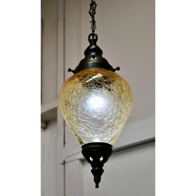 French Art Deco Crackle Glass Hanging Pendant Light, 1920s For Sale - Image 3 of 6