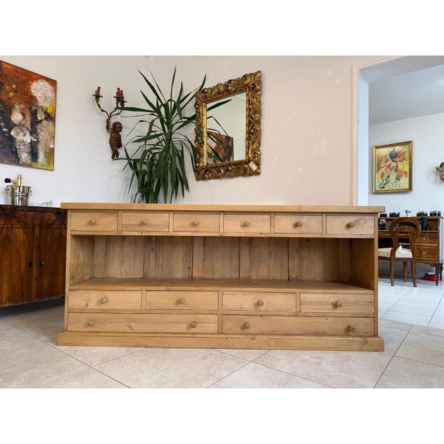 Charming sideboard/12-drawer chest made of solid oak/softwood. Dimensions: Height x Width x Depth 88 x 201 x 42 cm. For...
