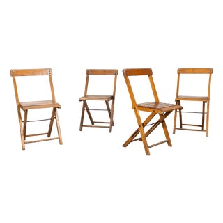 Vintage Beech Bar Back Folding Chair, 1960s, Set of 4 For Sale