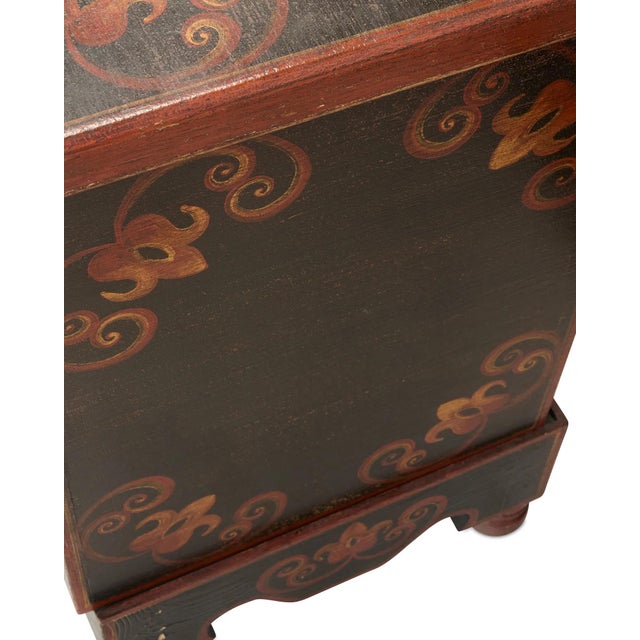 Black Mid 20th Century Hand-Painted Wood Chest With Wrought Iron Clasp For Sale - Image 8 of 8