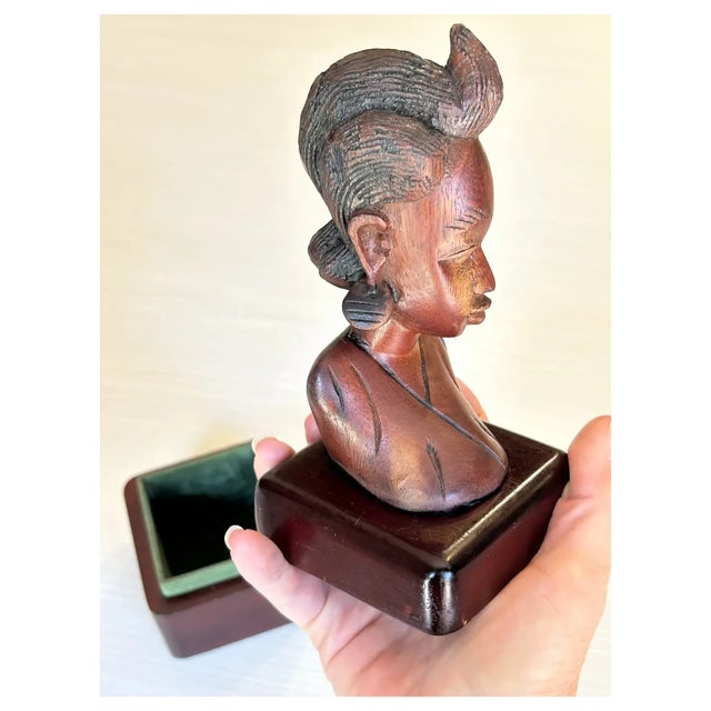 Ooak Carved African Woman Figural Trinket Box For Sale In Los Angeles - Image 6 of 8