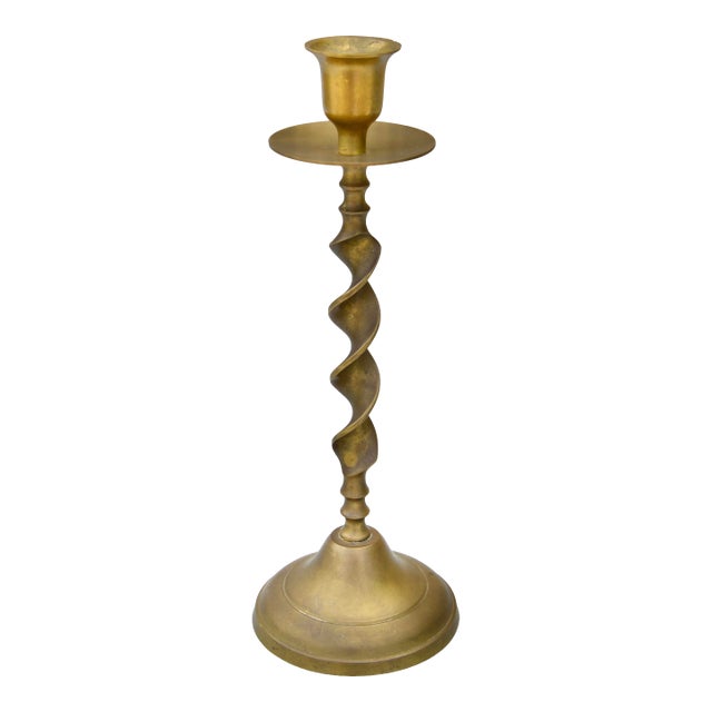 Mid 20th Century Handmade Americana Brass-Art Candleholder For Sale