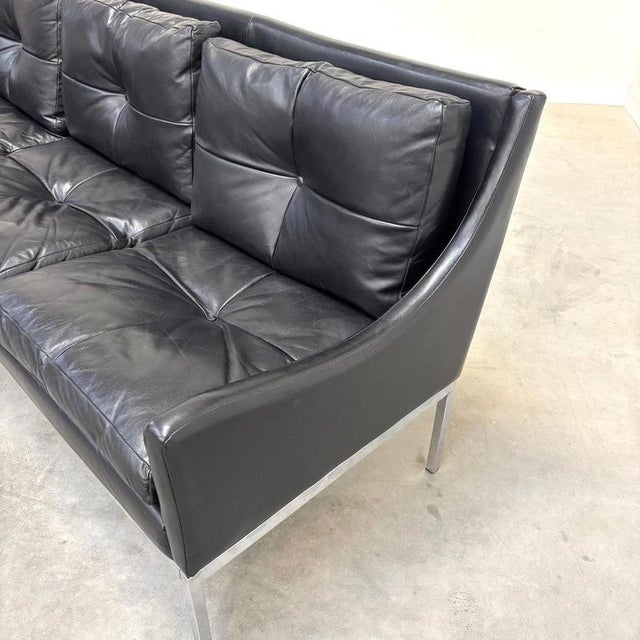 Mid-Century Bauhaus Style Leather 3-Seater Sofa by Roland Rainer, 1960s For Sale - Image 10 of 15