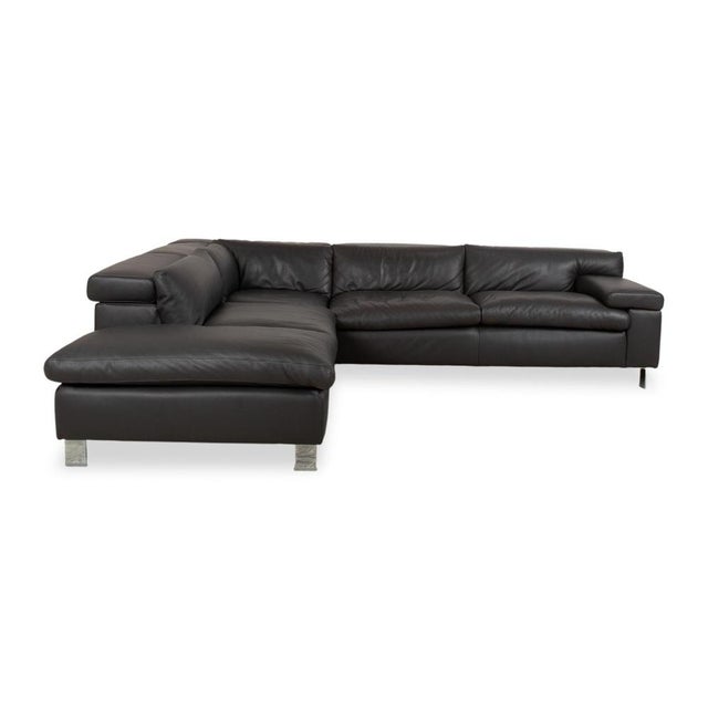 Courage Leather Chrome Corner Sofa in Grey Anthracite with Manual Function by Ewald Schillig For Sale - Image 17 of 18