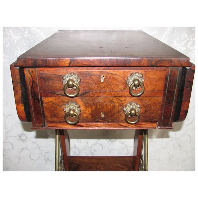 English Regency Rosewood Sewing Work Table Circa 1820 For Sale In Seattle - Image 6 of 9