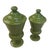 Pair of Vintage Olive Green Glazed Ceramic Covered Urns - Graduated Sizes For Sale - Image 4 of 12