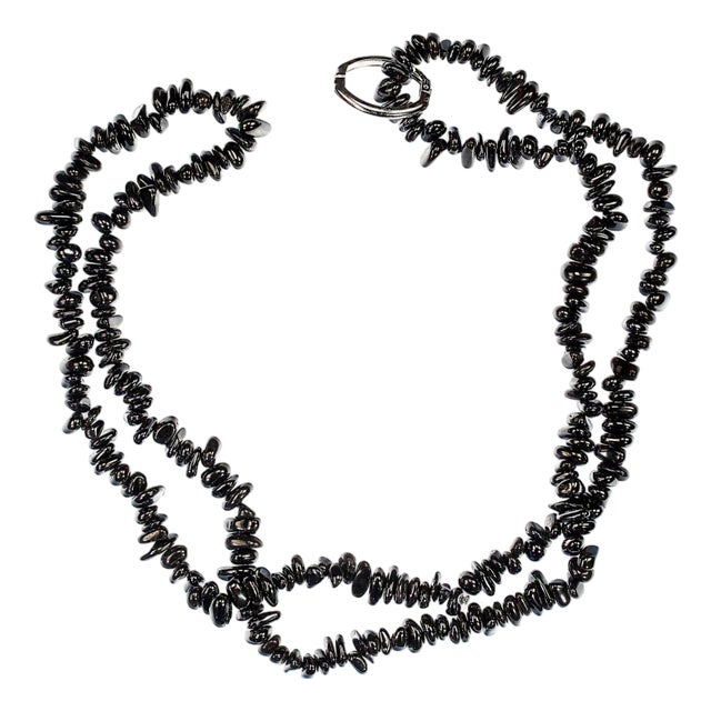 Ajd 36 Inch Infinity Necklace of Highly Polished Hematite Nuggets For Sale