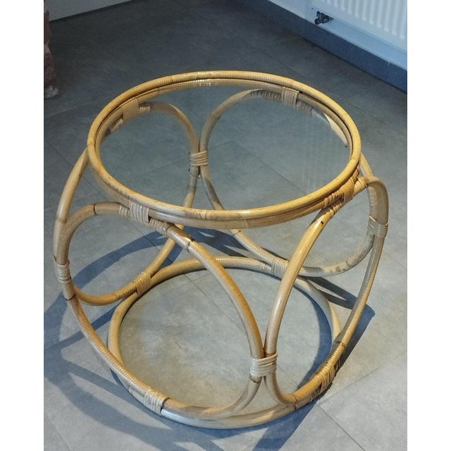 Space Age Coffee Table in Rattan, Bamboo and Glass, 1980s For Sale - Image 11 of 13