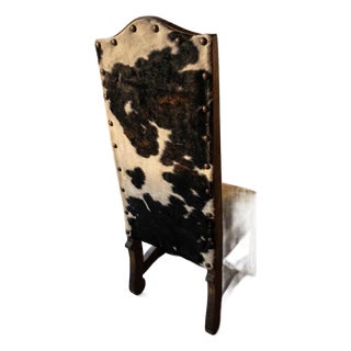 Rodeo Juárez Chair, Cowhide Reclaimed Wood, Fabric Seat, Rustic Hacienda, Farmhouse Dining Chair, Handcrafted For Sale