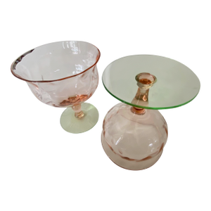 Watermelon Glass Compote Glasses. Depression Glass From the 1920 - 30’s