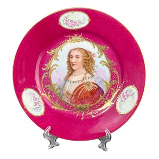 Antique Limoges Portrait Plate from Lefort & Co, 1890s For Sale